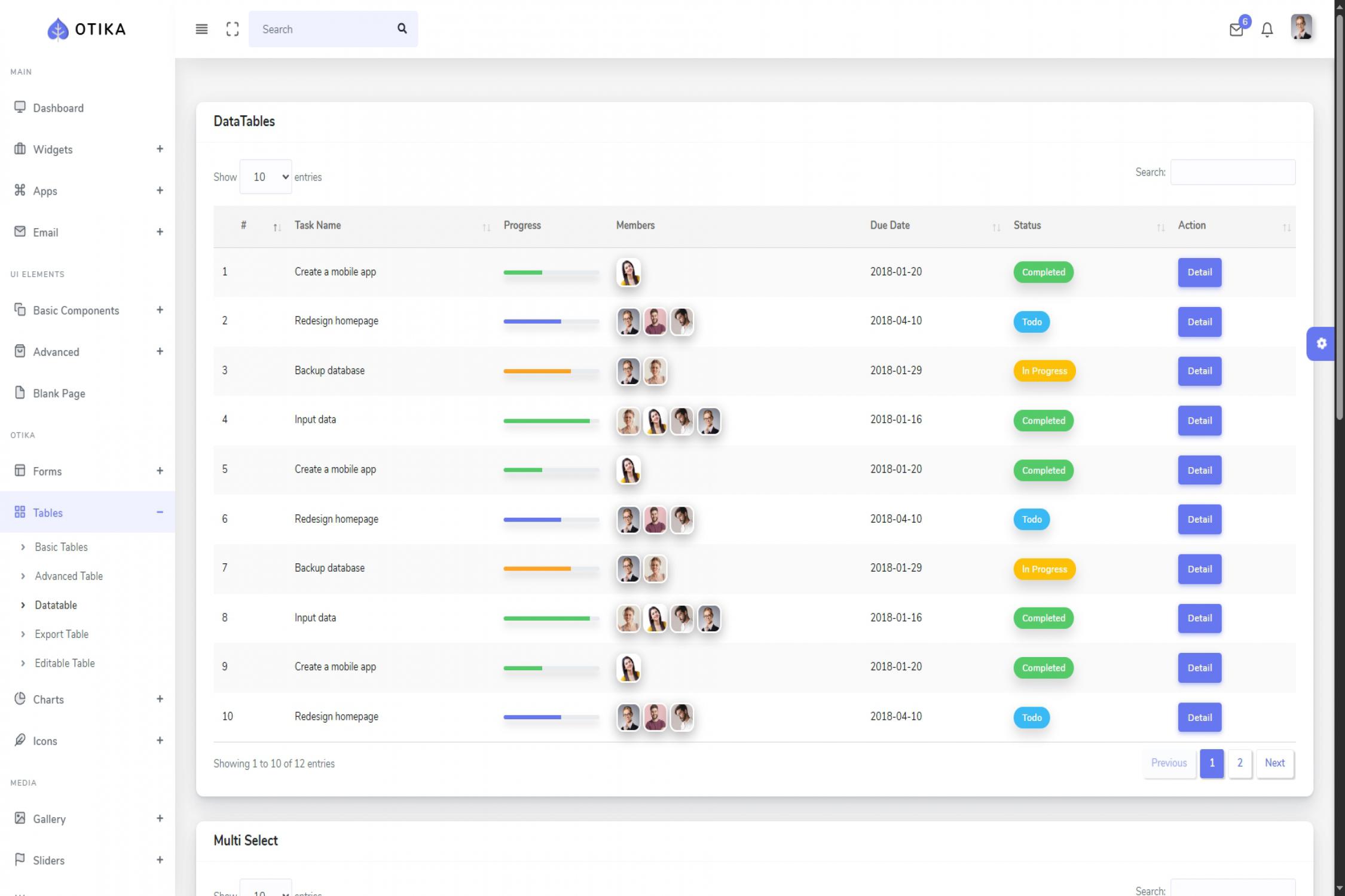 Otika Admin Template